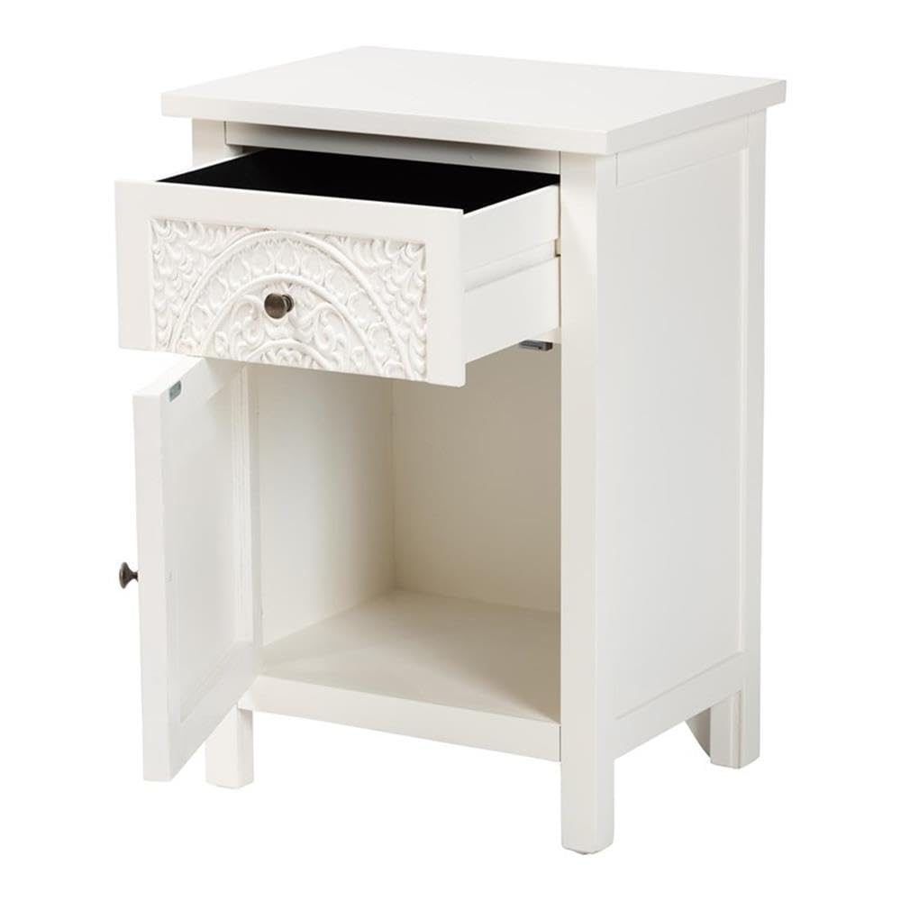 Baxton Studio Lambert Classic and Traditional White Finished Wood 1-Drawer Nightstand